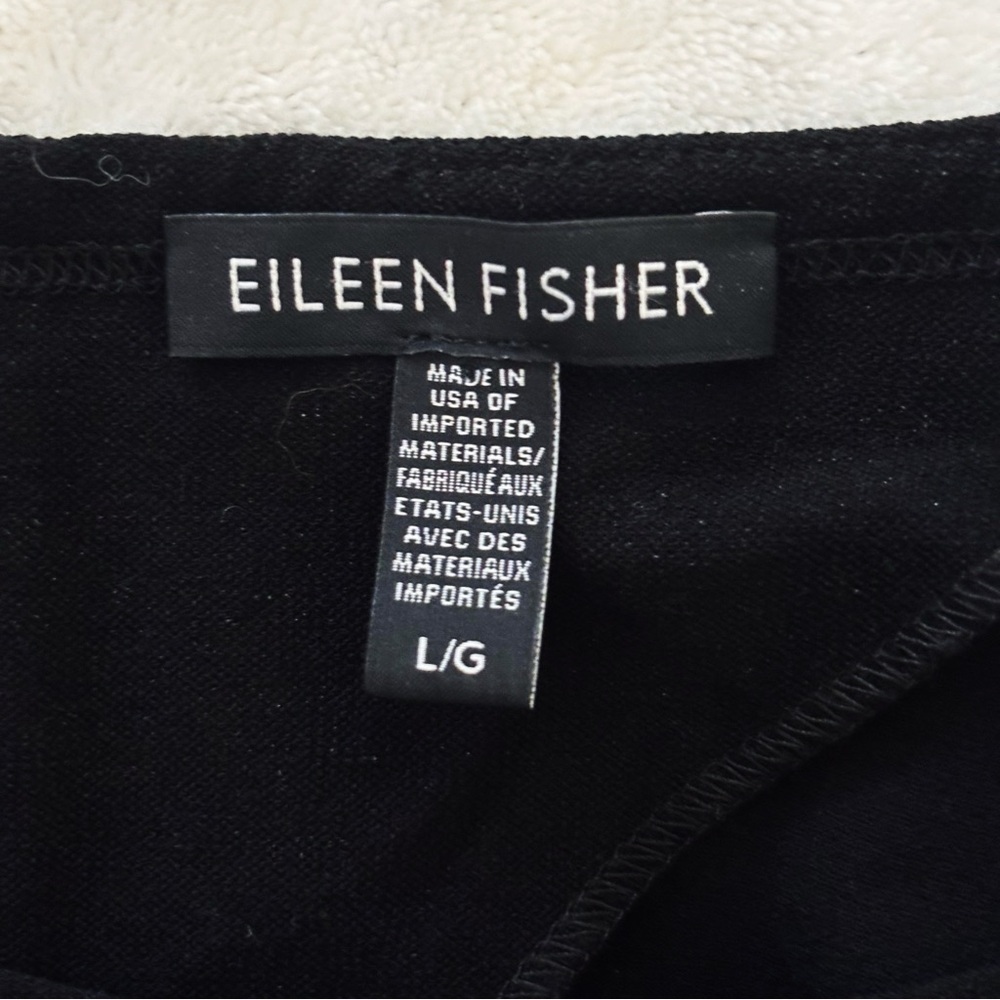 Eileen Fisher Black Wide Leg Sleeveless Crepe Jumpsuit Large Minimalist - Picture 6 of 8